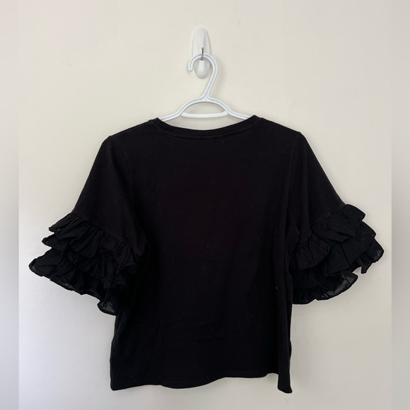 Black Ruffle Sleeve T-Shirt - Picture 3 of 3